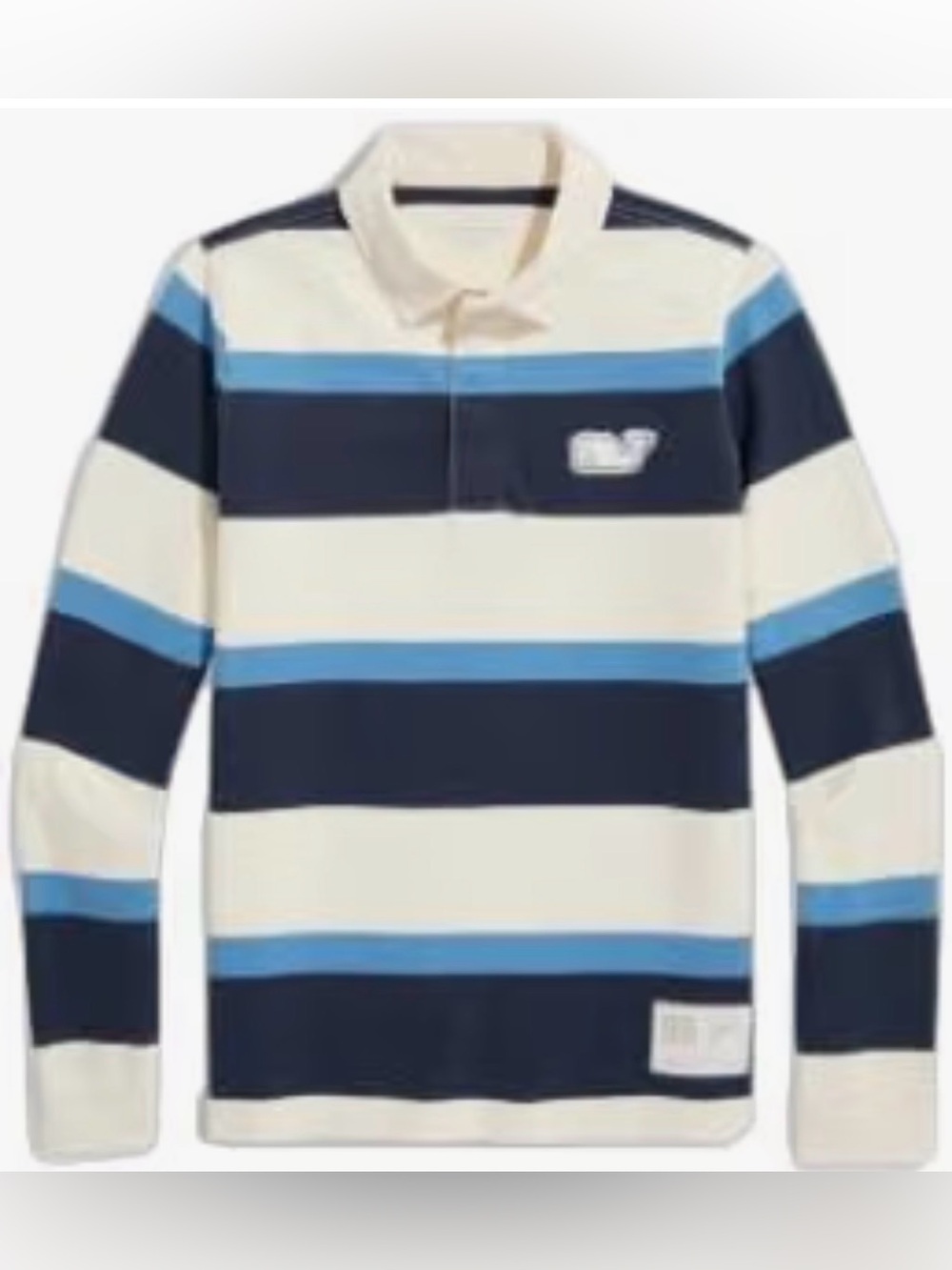 vineyard vines Boys' Multi-Stripe Rugby Polo Shirt, Tide Blue, XL, NWT